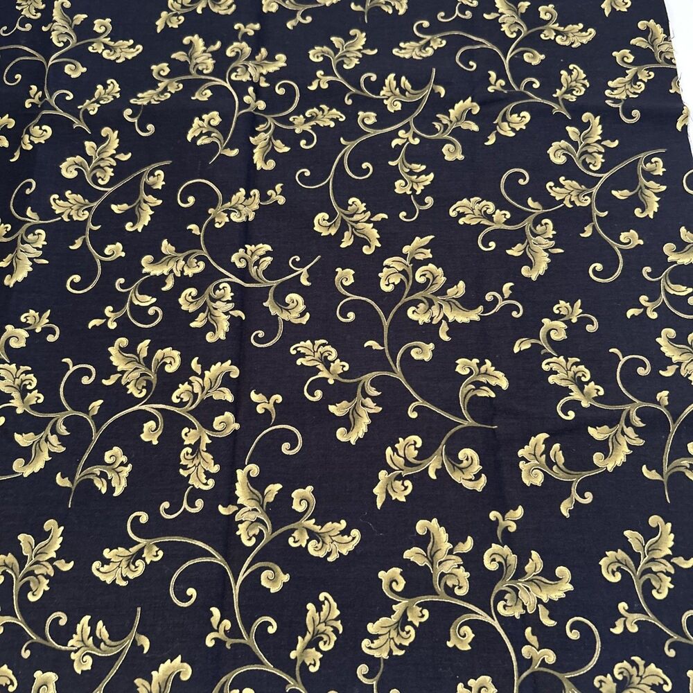 Black Olive Gold Baroque Style Cotton Quilting Fabric Timeless Treasures Barolo